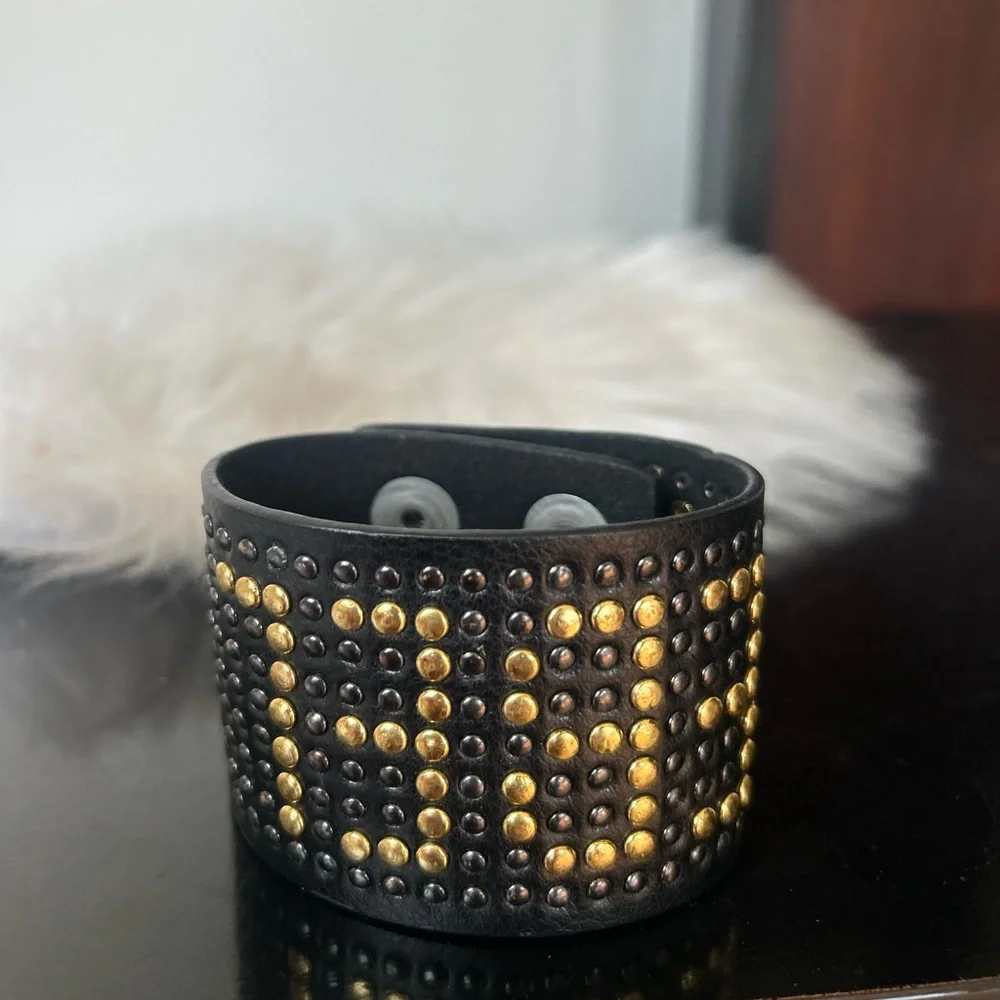 Rebbel Black and Gold Studded Bracelet